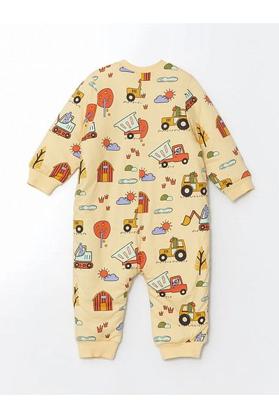 LC Waikiki Lcw Eco Orange Crew Neck Long Sleeve Baby Boy Romper