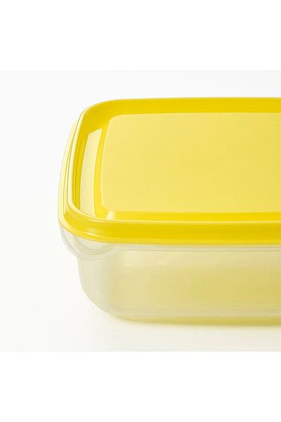 IKEA Pruta Plastic Storage Container Set, Clear-Yellow, 0.6 Lt, Rectangular, 3 Pieces