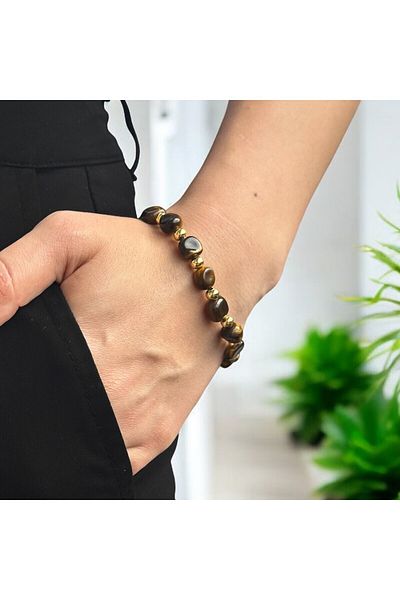 Bonicce سوار حجر عين النمر من الحجر الطبيعي الحقيقي