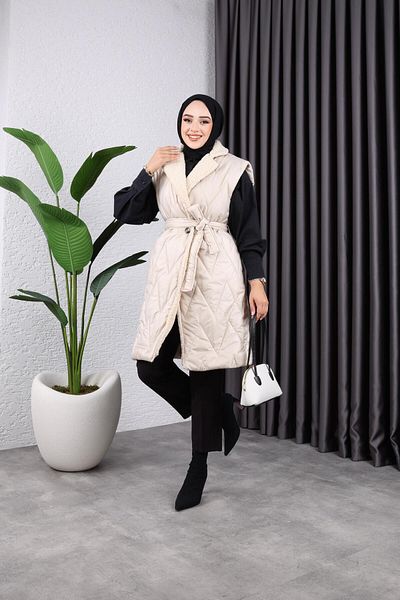 HARMAN BUTİK Women's Furry Quilted Vest