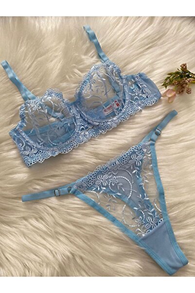 ARONA Барбі Блакитний Блакитний Бюстгальтер з мереживом - Дитячий блакитний - Lingerie Haven