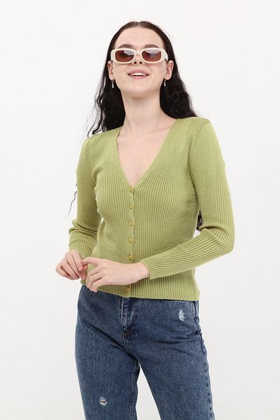 MA ananas Women's Khaki Long Sleeve Buttoned Basic Cardigan