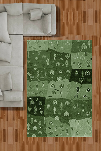 Viyana Home Dijital Baskılı Kaymaz Taban Yıkanabilir Patchwork Desen Yolluk M...