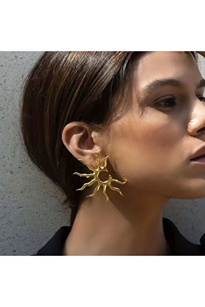 Ervalina Vintage Esintili Güneş Figürlü Küpe