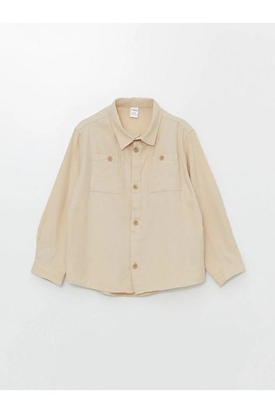 LC Waikiki Lcw Kids Beige Long Sleeve Basic Boy's Shirt