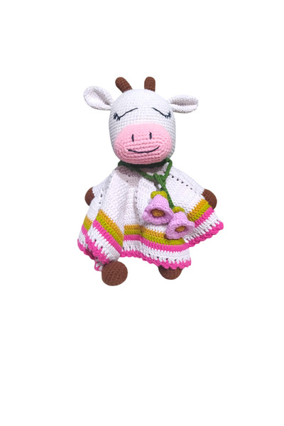 Kids Amigurumi Organik el yapımı oyuncak  Uyku Arkadaşı İnek Bebek