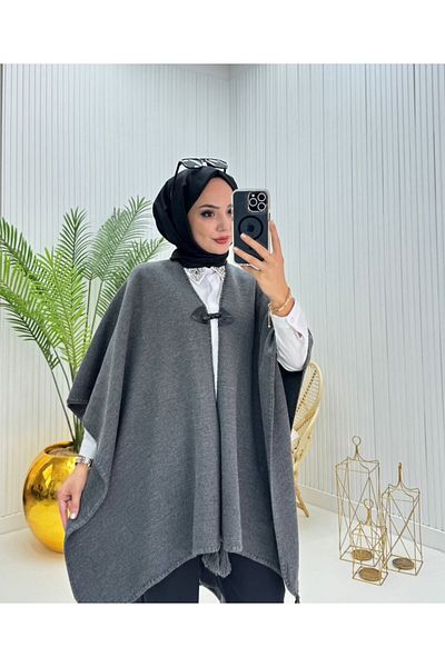 MODA Wren Knitwear Poncho Shawl Anthracite Color M2215
