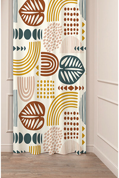 GREENDECOR Perdele cu design modern digital cu imprimeu cu model curcubeu cu frunze - O singură aripă