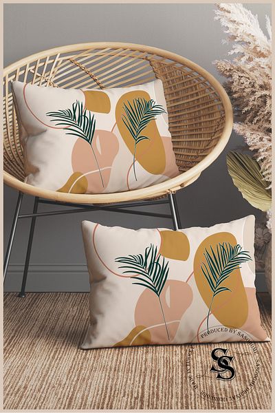 SasoHome Wild Leaves Tropical Patterned 2-Piece Rectangular Throw Pillow Cover