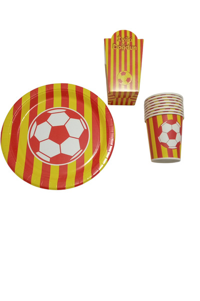 PartAntalya Farfurie cu model de bile galbene roșii Cupă Cutie de porumb pent...