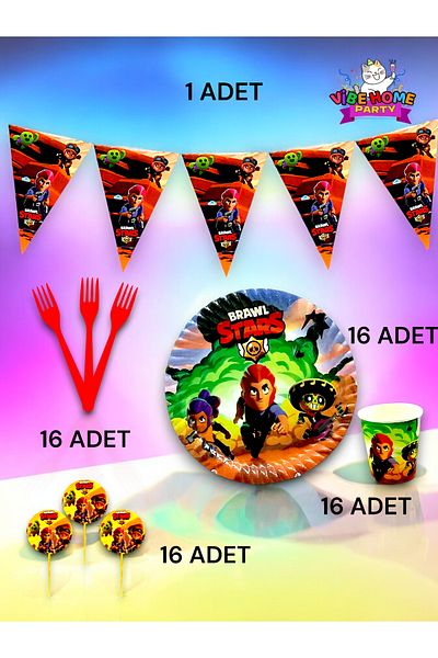 VibeHome Brawlstars Themed Eco Set for 16 - Birthday Party and Fun Events