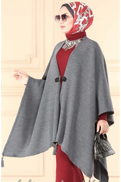 MODA Wren Knitwear Poncho Shawl Anthracite Color M2215