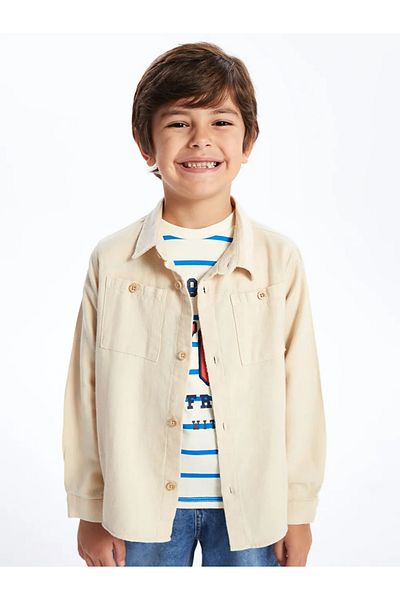 LC Waikiki Lcw Kids Beige Long Sleeve Basic Boy's Shirt