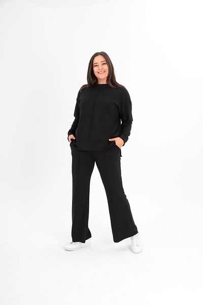 Ebsumu Дамски комплект анцуг Plus Size Premium Sho Fabric, стилен черен