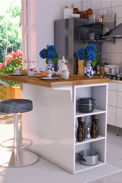 RAFİNERİ Mutfak Adası Dolap Katlı Kapaklı Ahşap