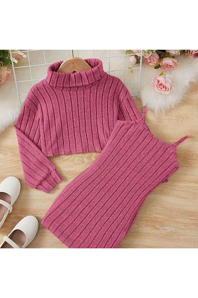 Yavrumsa Half Turtleneck Crop Blouse and Sling Dress