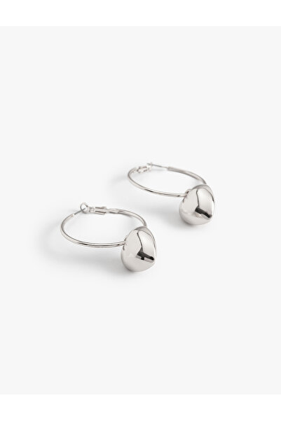 Koton Halka Küpe Kalp Charm Detaylı Sallantılı Çelik