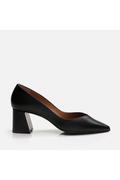 Hotiç Genuine Leather Black Women's Thick Heel