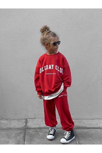 Sipsirin Girls Boys Red Color Winter Bottom Top Tracksuit Set - Unisex Comfortable Fit Casual Sports Set
