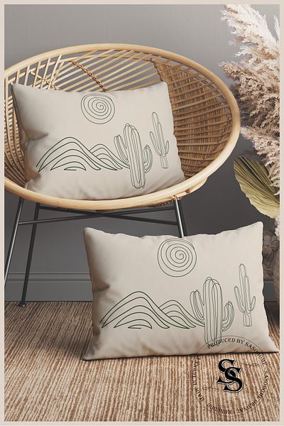 SasoHome Modern Cactus Patterned 2-Piece Rectangular Throw Pillow Cover