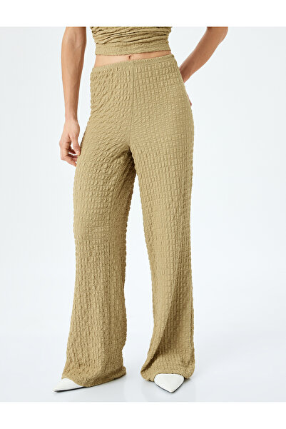 Koton Rahat Kalıp Dokulu Bol Paça Pantolon