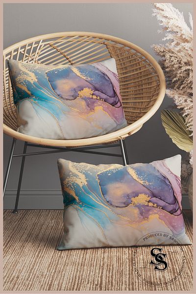 SasoHome Pink Quartz Marble Patterned 2-Piece Rectangular Throw Pillow Cover