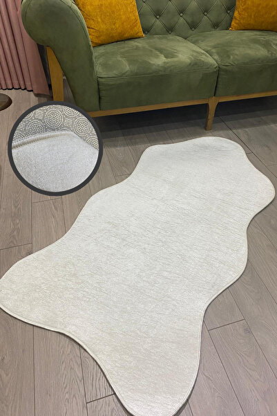 HaLıFoRuM Dekoratif Beyaz Halı Yıkanabilir Kaymaz Taban Post Kesim