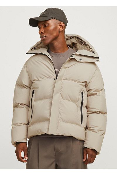 Jack & Jones Μπουφάν Puffer Μπουφάν Cold Proof Beige Ανδρικό Puffer Παλτό
