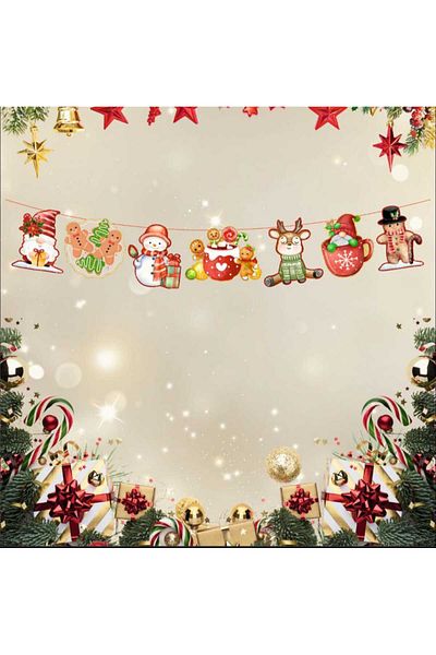 asöy Christmas Decorative Red Bow - 7 Piece Cookie Man Ornament Set