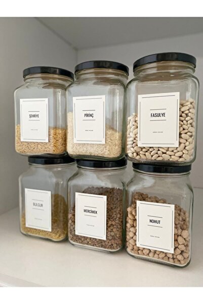 Turkco Black 6-Piece 1600ml Glass Lid Pulses Jar