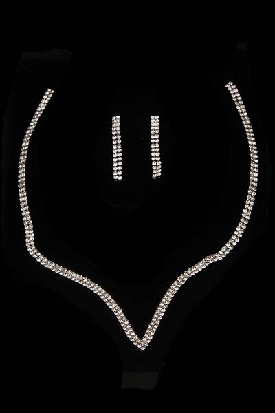 Hobigram Vendy Model Crystal Stone Evening Dress Necklace and Earring Set
