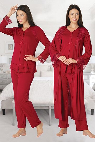 ByLohusa Effortt Cherry Maternity Pajama Set with Robe