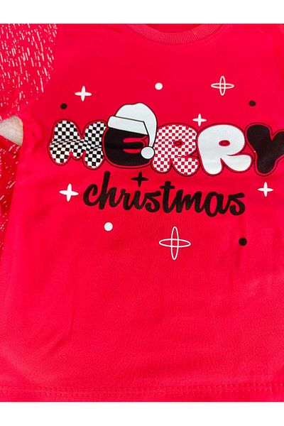 Bilge Trend Merry Christmas Printed New Year New Year Ethnic Pattern Children's Pajamas Set with Deer