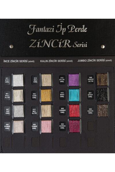 Saççax Exclusive White-Silver Color Silvery Thick Chain Series Rope Curtain