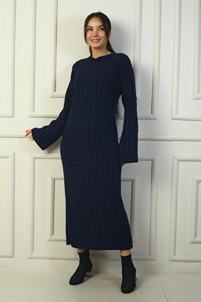 By Saygı Women's Hair Braided Casual Fit Acrylic Long Dress