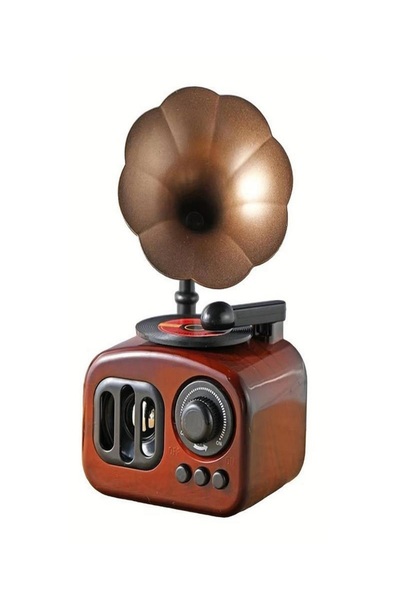 MOBGİFT Radyo Gramafon Tasarımlı Kurmalı Müzik Kutusu