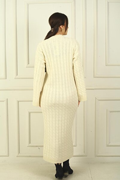 By Saygı Γυναικείο μακρύ ακρυλικό φόρεμα με πλεκτά μαλλιά