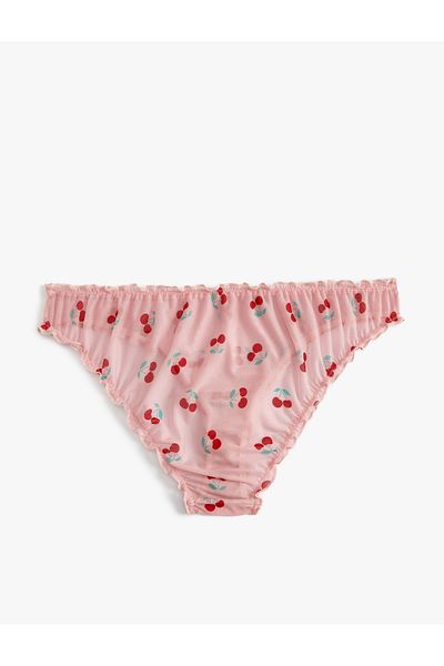 Koton New Season Cherry Printed Brief Panties with Tulle Ruffles