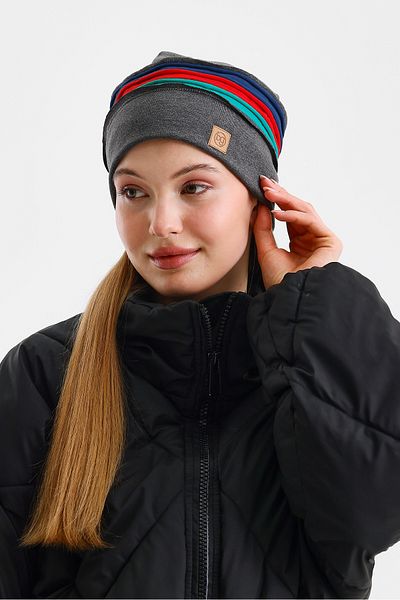Butikgiz Soft Beanie with Thermal Smoked Color Stripe - 100% Cotton Special One Series (Azerbaidjan Flag Color)