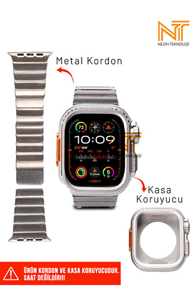 Nezih Case Apple Watch Ultra / Ultra 2 49mm Uyumlu Sert Kasa Koruyuculu Metal...