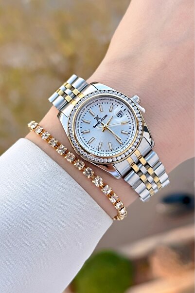 Daniel Klein Altın Gri Renk Ayarlanabilir Kordonlu Garantili Kadın Kol Saati ve Bileklik