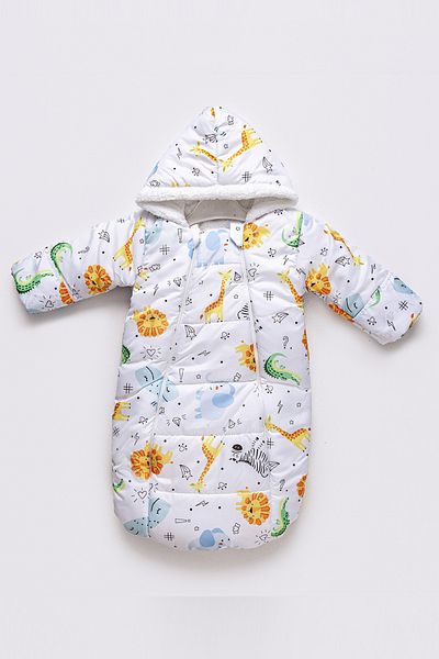 MAİBELLA Plush Winter Jumpsuit for Baby Boy Girl - Astronaut Cosmonaut with Forest Animal Figure and Zipper