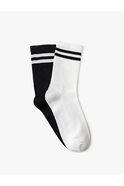 Koton Set of 2 Tennis Socks Multi Color with Stripe Detail