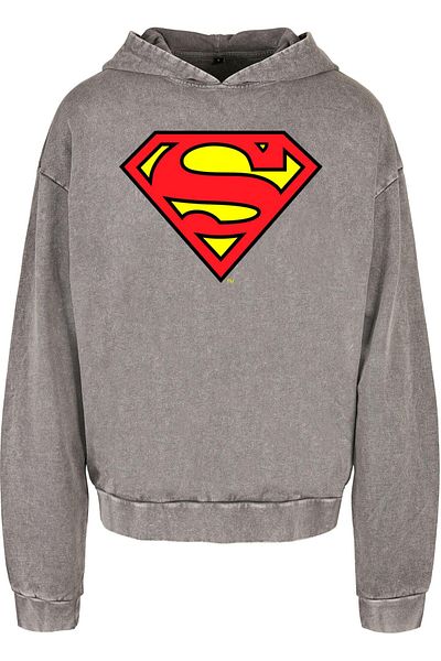 ABSOLUTE CULT Dc Originals - Superman Shield Acid Washed Oversized Hoody