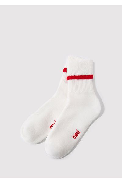 Mavi Ecrufarbene Stiefelsocken mit Streifendetail 1912753 -70007