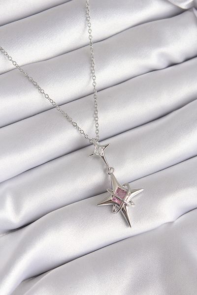 Skygo 316L Steel Robotrend Silver Color Zircon Stone Polar Star Model Women's Necklace