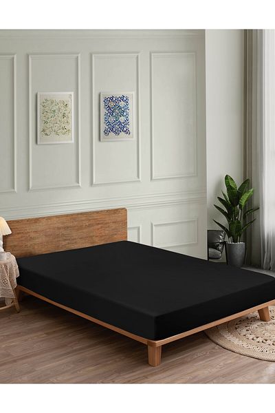 SHORLAND 100% Cotton Combed Cotton Fitted Sheet / Black / Every Size Available