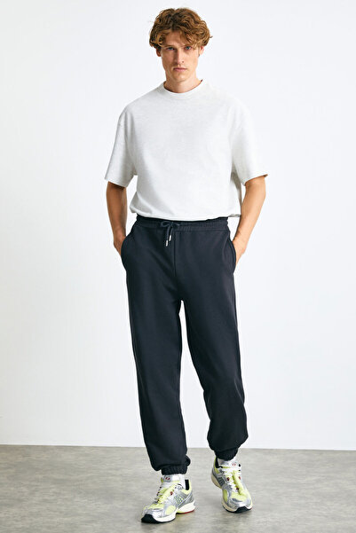 GRIMELANGE Brayan Men's - 3 Thread Anthracite Regular Fit Sweatpants, Elastic Leg