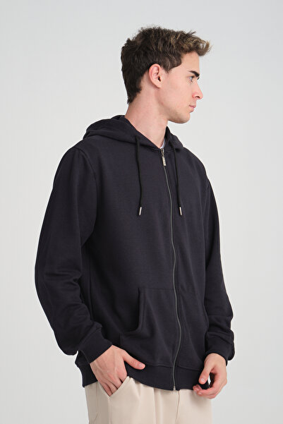 İng drop Синій чоловічий світшот - м'який, з вишивкою, капюшоном і блискавкою