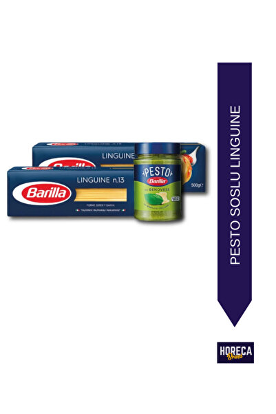 Barilla Linguine (yassı)spagetti Makarna No.13 2 Adet + Fesleğenli (pesto Genovese) Makarna Sosu Set